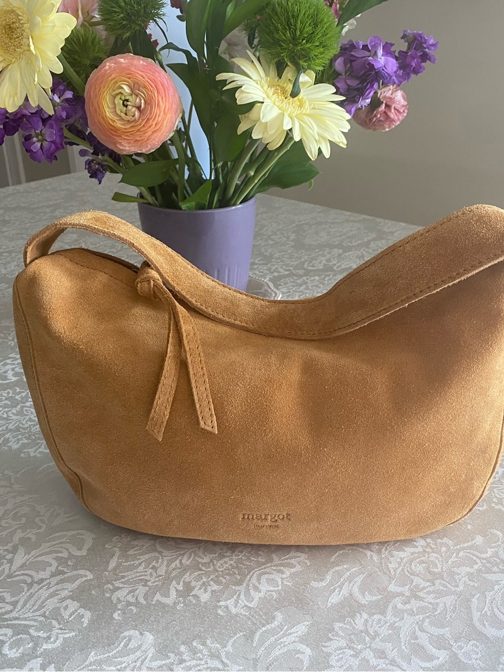 Margot New York Brown Suede Hobo Bag - Picture 5 of 6